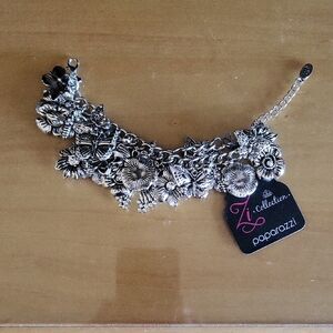Paparazzi Silver Floral Bracelet